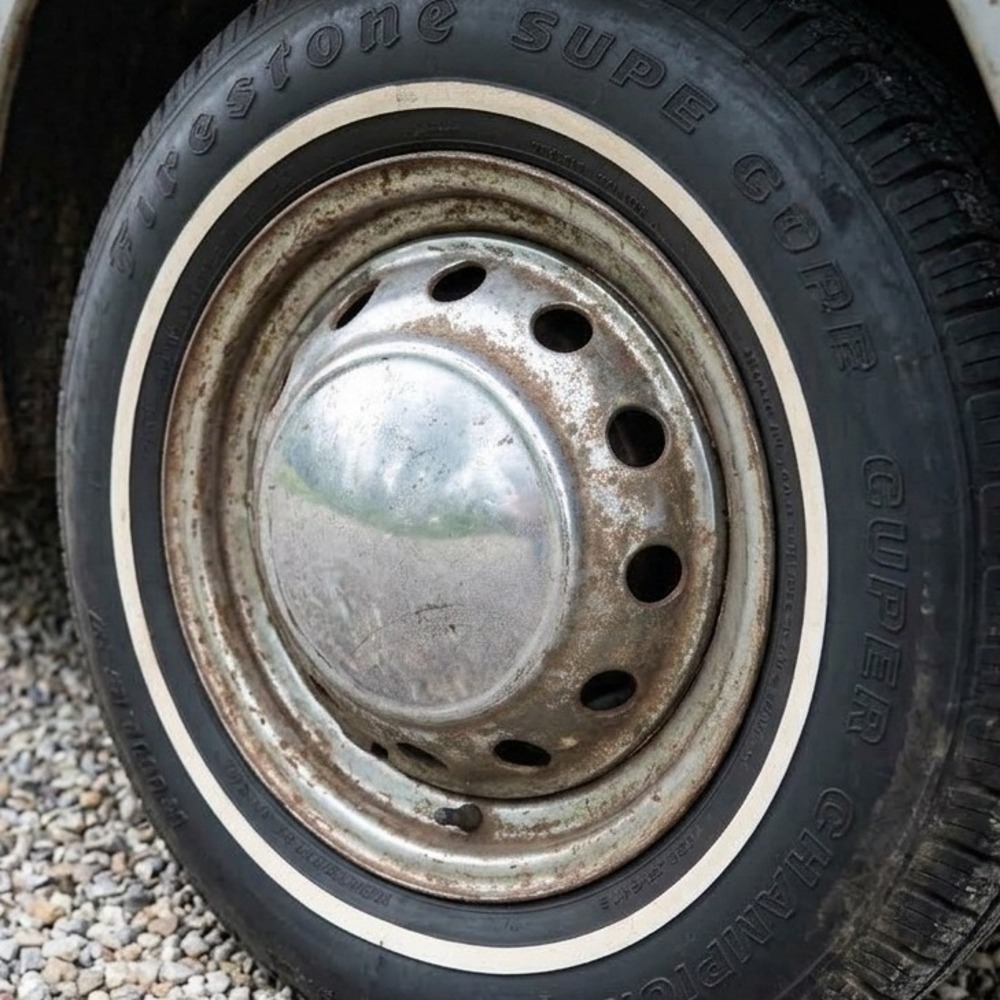Vintage Chrome 12 Hole Dome Hubcap 9.5 Inch Rat Rod Garage Decor Patina